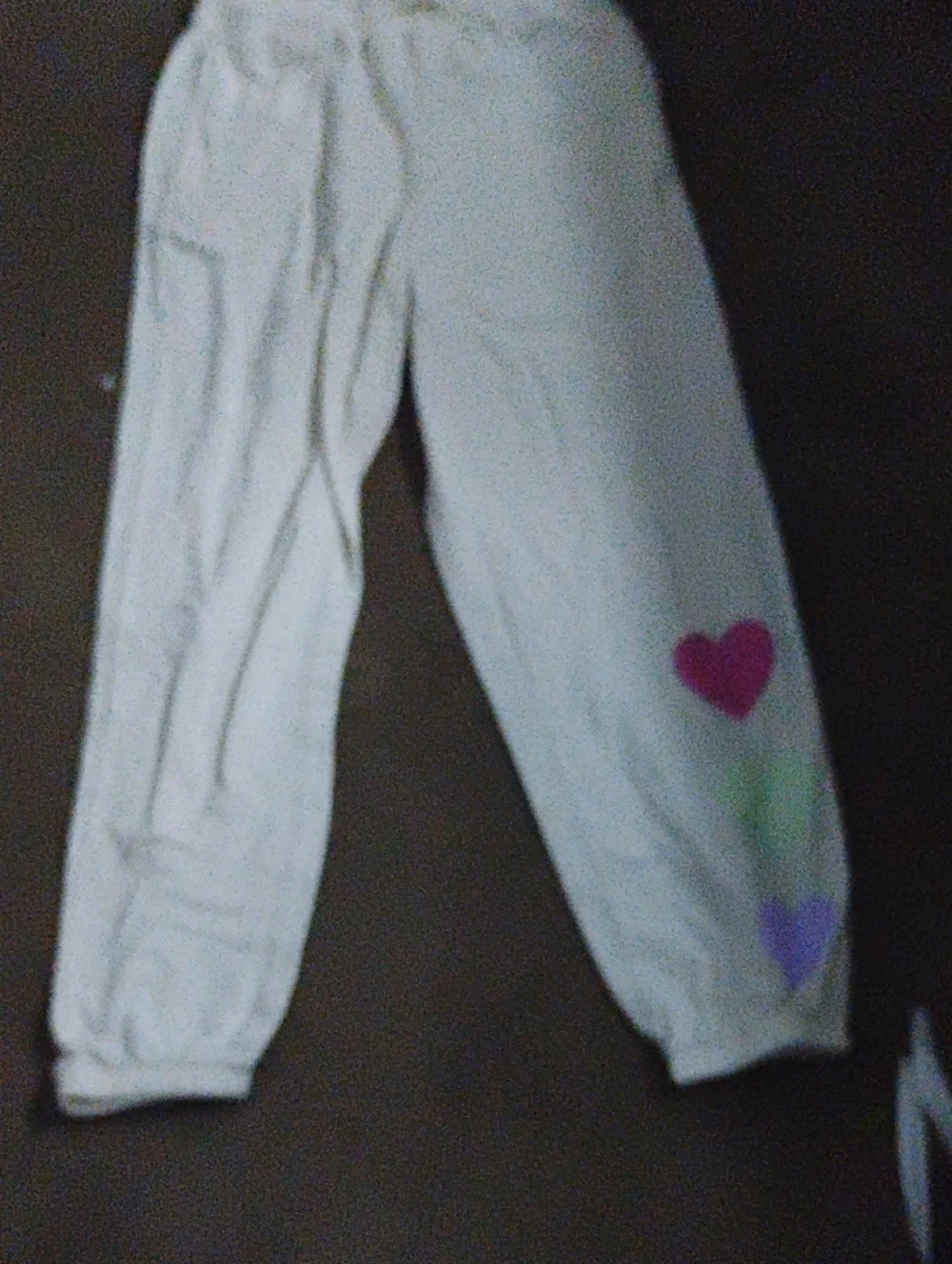 Old Navy White Kids Sweatpants with Colorful Heart Motifs